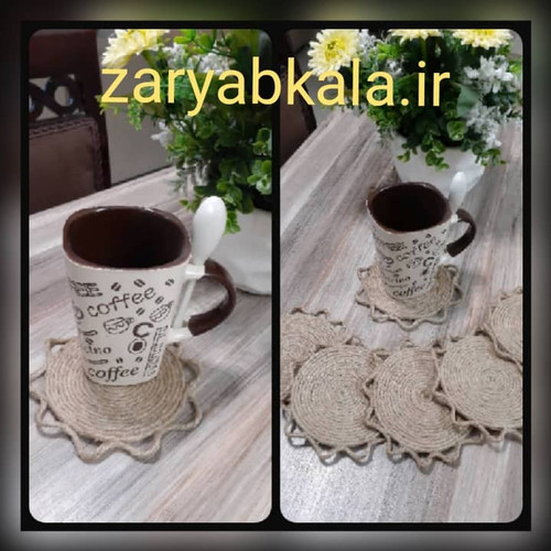 زیر لیوانی کنفی همراه نمد 6 عددی