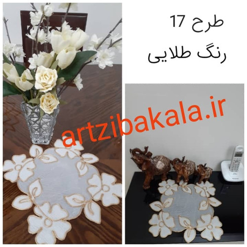 رومیزی تک مربع که میشه برای میزتلفن هم استفاده کرد سایز 29×30 تور ژپون و تور معمولی